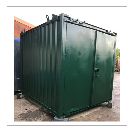10ft by 8ft used storage container in dark green