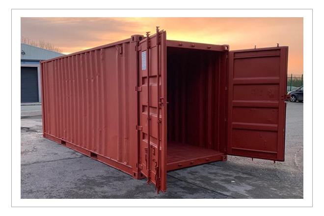 20ft by 8ft used storage container in red