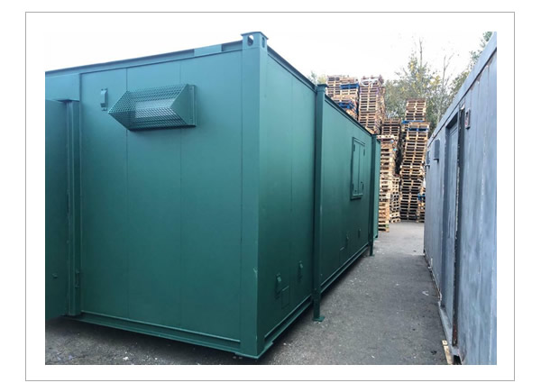 24ft by 9ft anti vandal office container in dark green